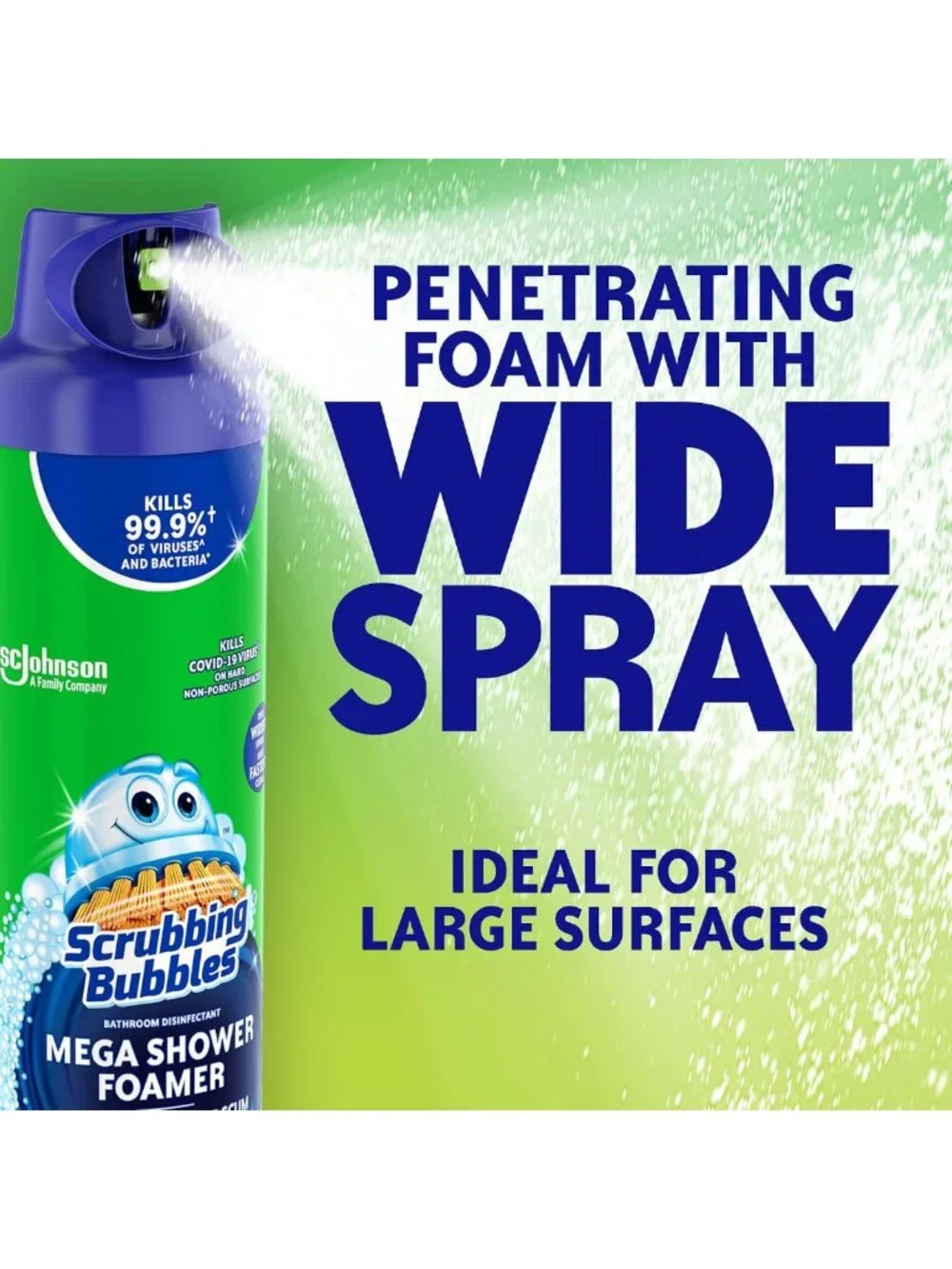 Powerful Bathroom & Shower Foamer, Rainshower Scent, 20oz (2-Pack) - Deep Clean!